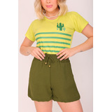 Camiseta Feminina Casual Tshirt Com Estampa 100% Algodão