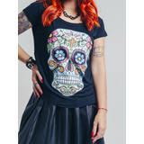 Camiseta Feminina Caveira Catrina
