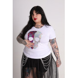 Camiseta Feminina Caveira Paete
