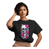 Camiseta Feminina Caveira Rosa