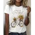Camiseta Feminina Chique Com Estampa Floral & Bicicleta
