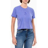 Camiseta Feminina Cropped Reissue Roxo Calvin Klein Jeans