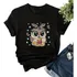 Camiseta Feminina De Gola Redonda Estampada Coruja Linda