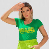 Camiseta Feminina Do Brasil Baby Look Copa Do Mundo