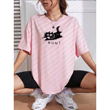 Camiseta Feminina Oversized Malha