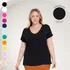 Camiseta Feminina Plus Size Gola V Em Algodão Premium
