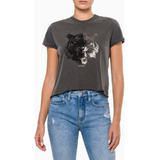 Camiseta Feminina Tigre Foil Chumbo Calvin Klein Jeans