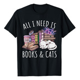  Camiseta Feminina Tudo Que Preciso São Livros E Gatos Amant