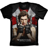 Camiseta Geek Plus Size Preta Jogo Resident Evil The Final