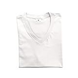 Camiseta Gola V Lisa Branca 100% Algodão Fio 30.1 (m)