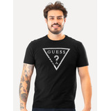 Camiseta Guess Masculina Foil Logo Print Preta