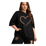Camiseta Heart Leopard Blusa