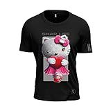 Camiseta Hello Kitty Shap Life Cute Fofo 100% Algodão Cor:preto;tamanho:g
