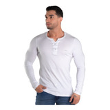 Camiseta Henley Manga Longa