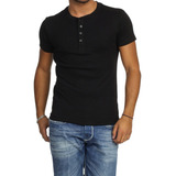 Camiseta Henley Slim Manga