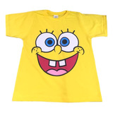 Camiseta Infantil Algodão Personagem Bob Esponja Amarelo