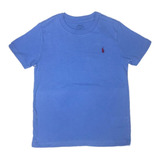 Camiseta Infantil Azul Com Logo Vermelho Polo Ralph Lauren