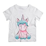 Camiseta Infantil Branca Bebe Unicornio Rosa Infantil (10)