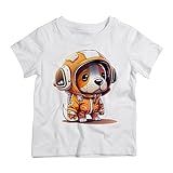 Camiseta Infantil Brancacachorro Pequeno Astronauta Laranja (as2, Numeric, Numeric_12, Regular)