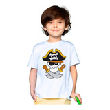 Camiseta Infantil Caveira De Pirata Halloween Assustadora