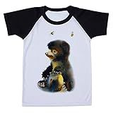Camiseta Infantil Raglan Branca Ursinho Urso Preto Abelha Honey (10)