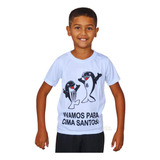 Camiseta Infantil Santos Branca Mascote Oficial