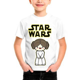 Camiseta Infantil Star Wars Princesa Leia Luke Filme #94