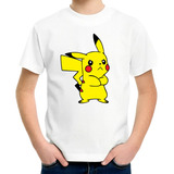 Camiseta Infantil Unissex Pikachu Pokémon Desenho Anime