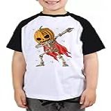 Camiseta Jack O' Lantern Dab Camisa Blusa Halloween Presente Cor:preto Com Branco;tamanho:4 Anos