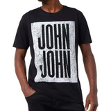 Camiseta John John Masculina Regular Block Old Preta