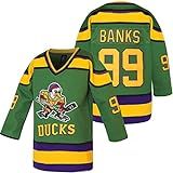 Camiseta Juvenil Mighty Ducks Charlie Conway  96 Adam Banks  99 Movie Ice Hockey Jersey Para Crianças  99   Verde  M