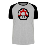 Camiseta Luxo Super Mario Pixel Mushroom Nintendo Linda