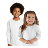 Camiseta Manga Comprida Infantil Branco E Preto Tecido Leve