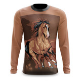 Camiseta Manga Longa Agro Cavalo Roça Brasil Rodeio 1#