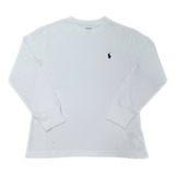 Camiseta Manga Longa Branca Bordado No Peito Ralph Lauren