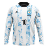 Camiseta Manga Longa Filtro Uv Argentina Copa Overfame