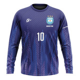 Camiseta Manga Longa Filtro Uv Argentina Copa Torcedor Away