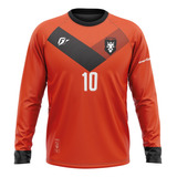 Camiseta Manga Longa Filtro Uv Holanda Torcedor Retrô Leão