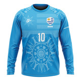 Camiseta Manga Longa Filtro Uv Uruguai Sol Dourado Copa