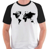 Camiseta Mapa Mundi Viagem Planeta Camisa Blusa Raglan