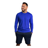 Camiseta Masculina Vitho Manga Longa Proteção Uv Azul Real