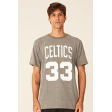 Camiseta Mitchell&ness Masculina Boston Celtics Bird Cinza