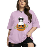 Camiseta Moderna Halloween Fantasma Blusa Abóbora Casual