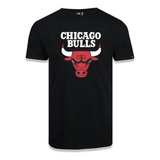 Camiseta New Era Nba Chicago Bulls Basic Time Preta