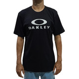 Camiseta Oakley Original Preta Malha Penteada Gola Redonda