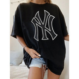 Camiseta Oversized Feminina New York Los Angeles Aesthetic 