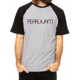 Camiseta Pearl Jam - Lightning Bolt Raglan Cinza Banda Rock 