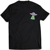 Camiseta Pizza Disco Voador De Bolso Camisa Preta Divertida Cor Preto Tamanho 10