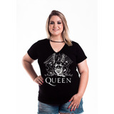 Camiseta Plus Size Rock Camiseta Banda Queen Show Visco 