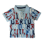 Camiseta Polo Infantil Tommy Hilfiger Azul Estampad Original